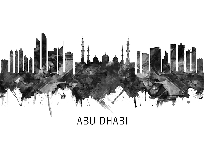 Abu Dhabi UAE Skyline BW