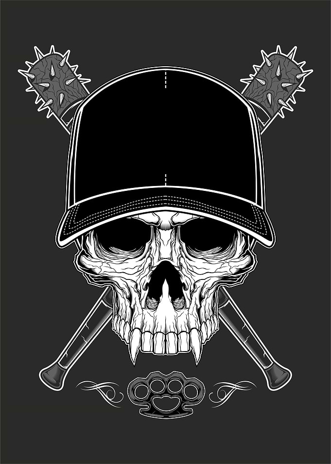 skull wearing hat