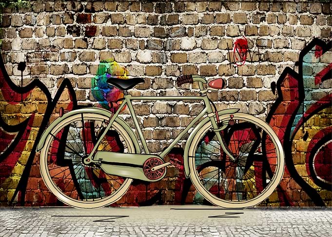 Bicycle on Graffiti Wall