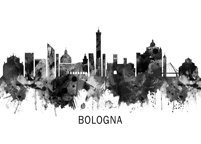 Bologna Italy Skyline BW