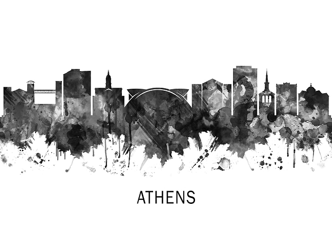 Athens Georgia Skyline BW