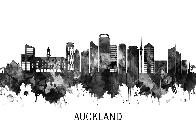 Auckland Skyline BW