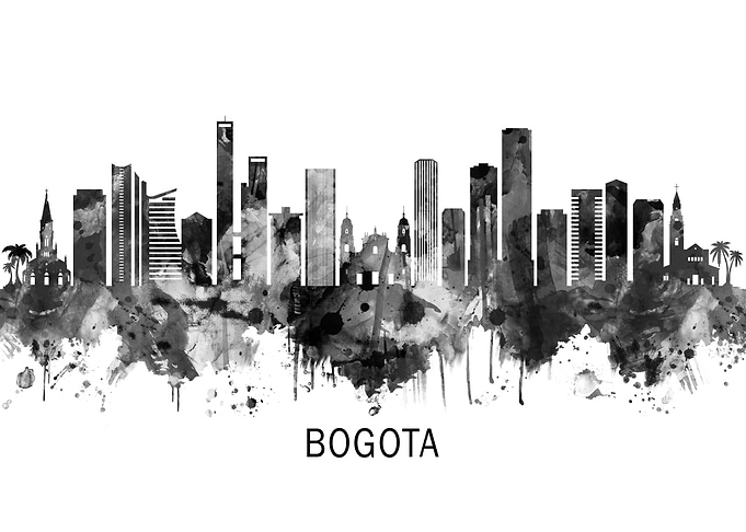 Bogota Colombia Skyline BW