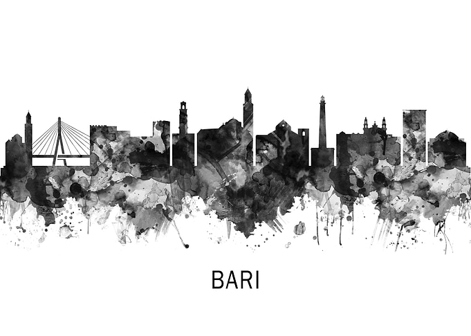 Bari Italy Skyline BW