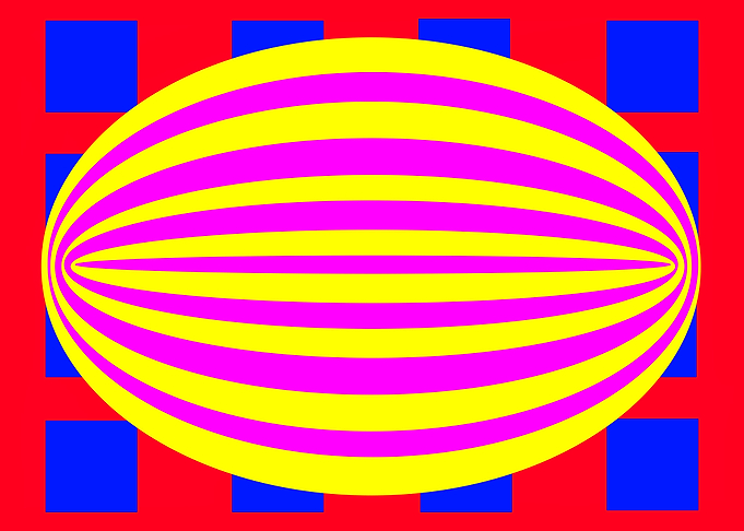 Yellow Elipse on Red