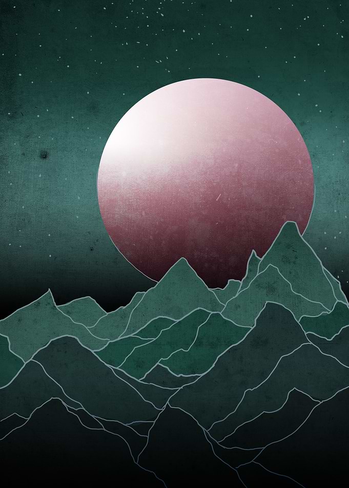 Mountains and moon