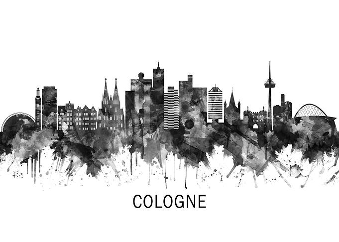 Cologne Germany Skyline BW