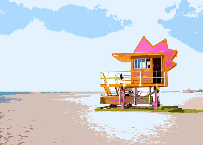 Miami Beach Hut in Pink