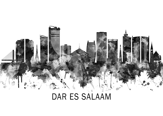 Dar es Salaam Skyline BW