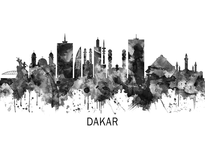 Dakar Senegal Skyline BW