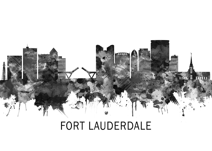 Fort Lauderdale Skyline BW