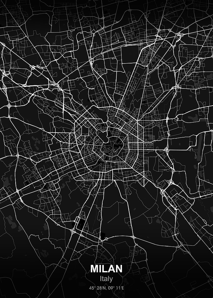 milan city map black