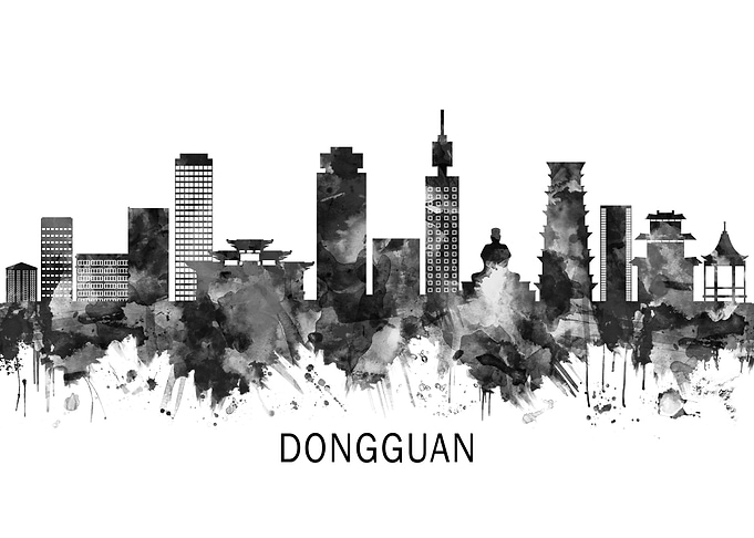 Dongguan China Skyline BW