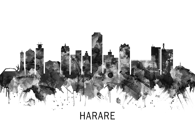 Harare Zimbabwe Skyline BW