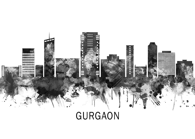 Gurgaon Haryana Skyline BW
