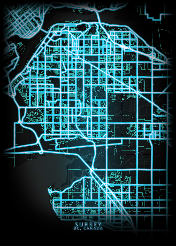 Surrey BC Canada City Map