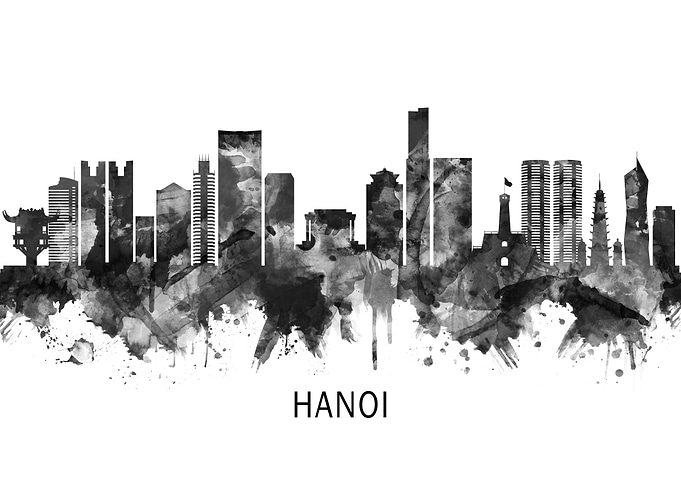 Hanoi Vietnam Skyline BW