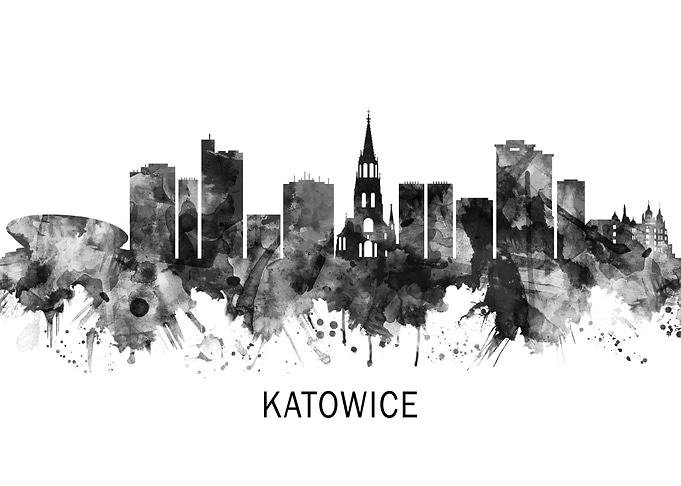 Katowice Poland Skyline BW