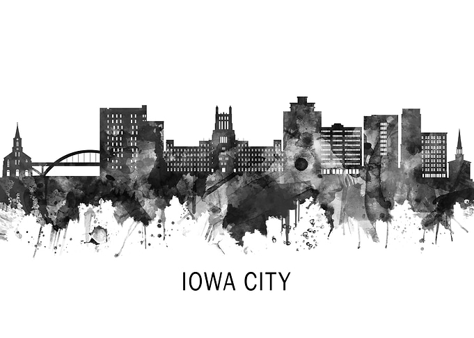 Iowa City Skyline BW