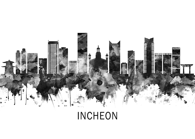 Incheon Skyline BW