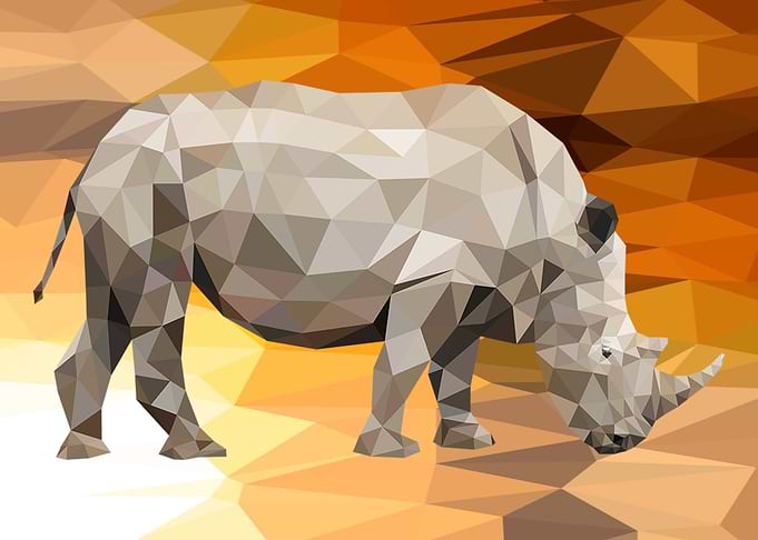 Rhino Animal in polygon
