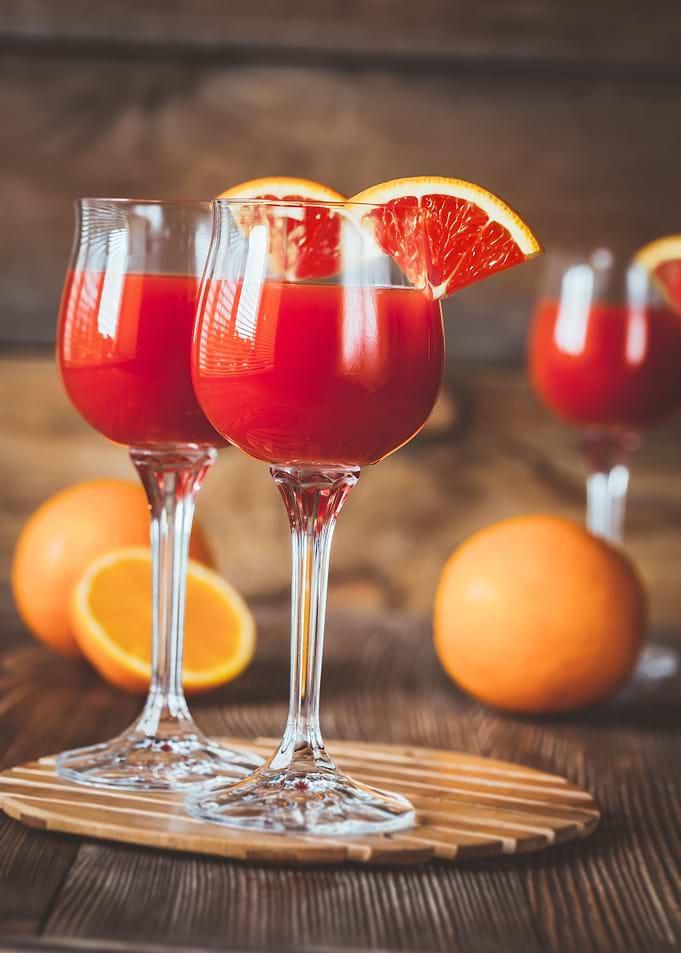 Glasses of Mimosa cocktail
