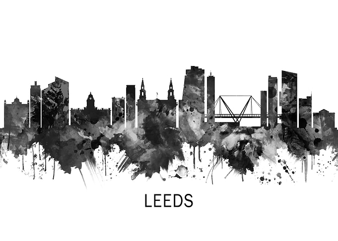 Leeds England Skyline BW