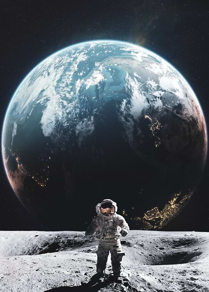 Astronaut Walking on Moon