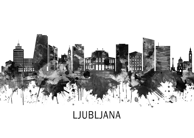 Ljubljana Skyline BW