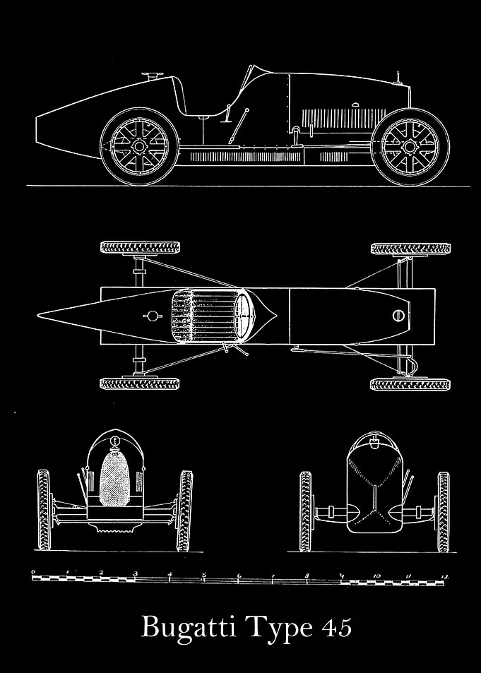 Bugatti Type 45 blueprint