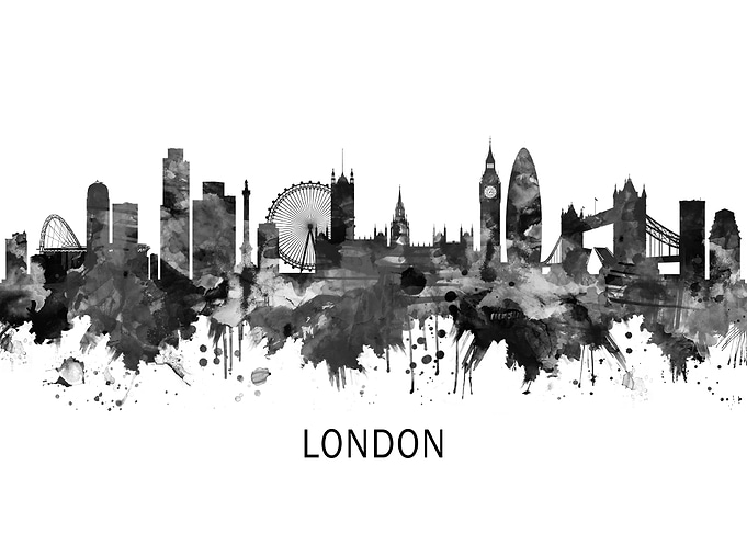 London England Skyline BW