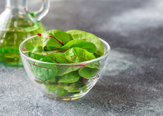 Bowl of red chard
