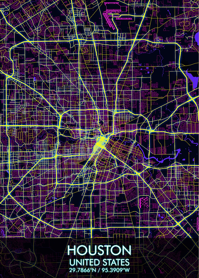 Houston Cyberpunk City Map