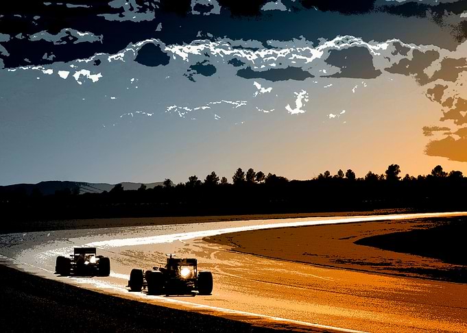 Two Race Cars Racing