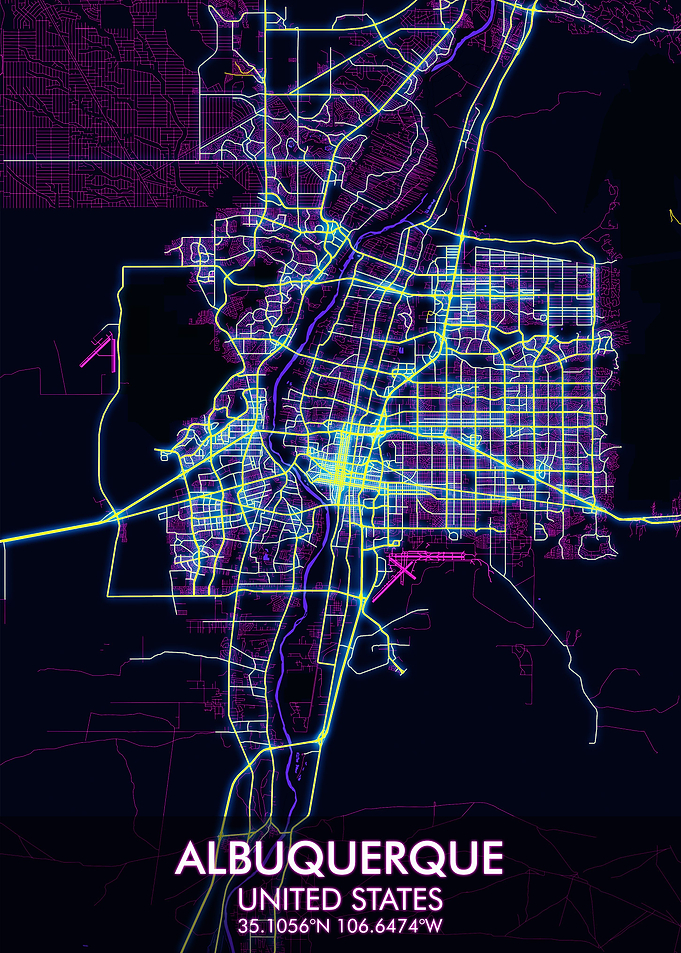 Albuquerque Map Cyberpunk