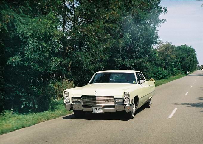 white car road