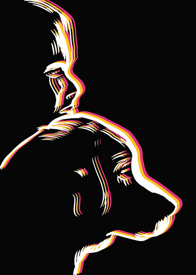 dog a boy on retro