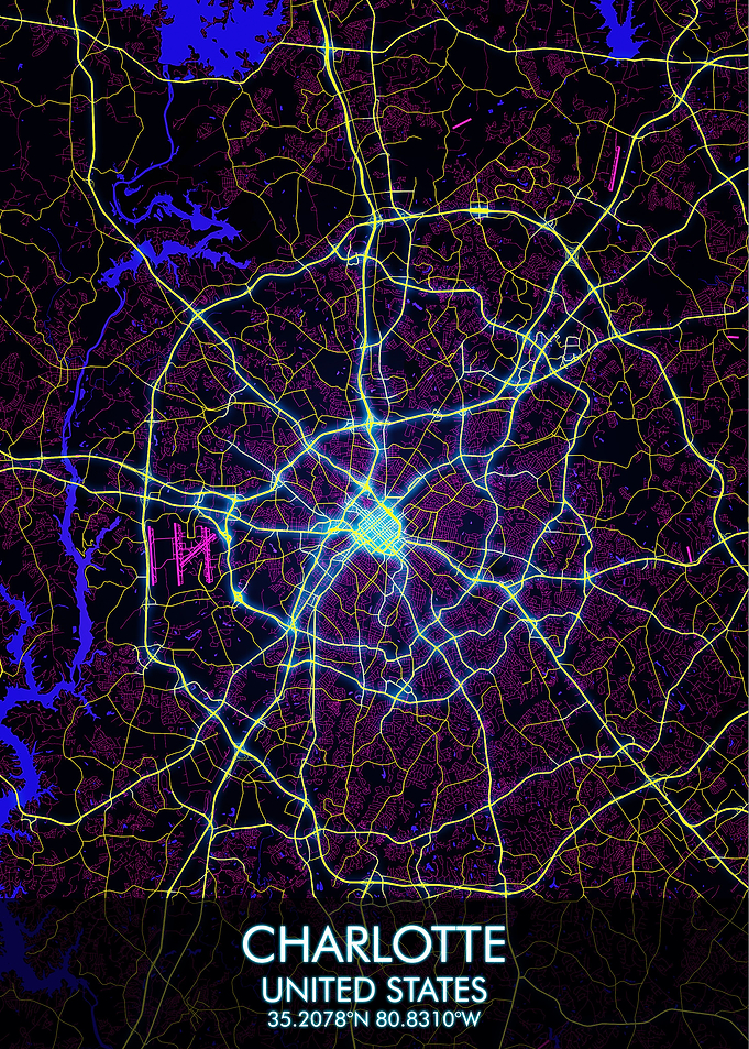 Charlotte Cyberpunk Map