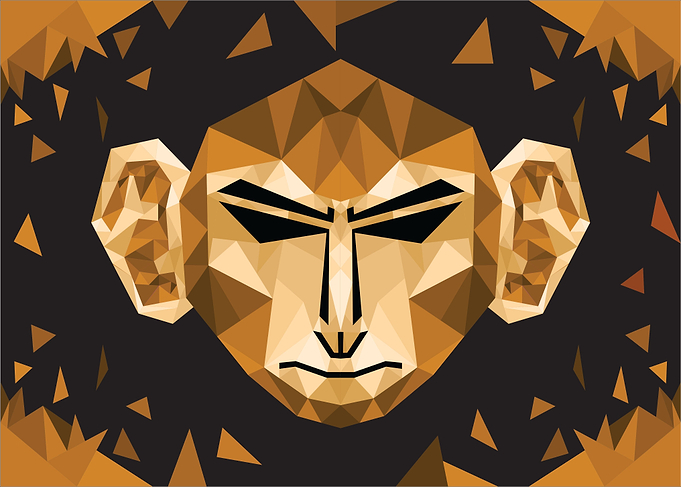Low poly Art Monkey Head