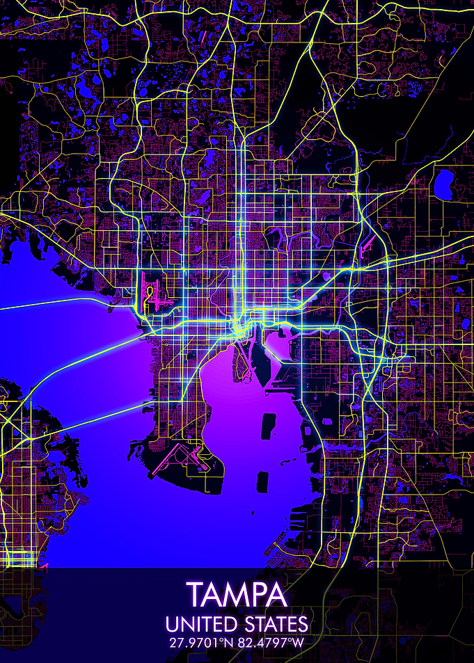 Tampa Night City Map