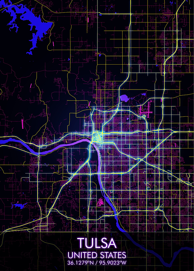 Tulsa City Map Night