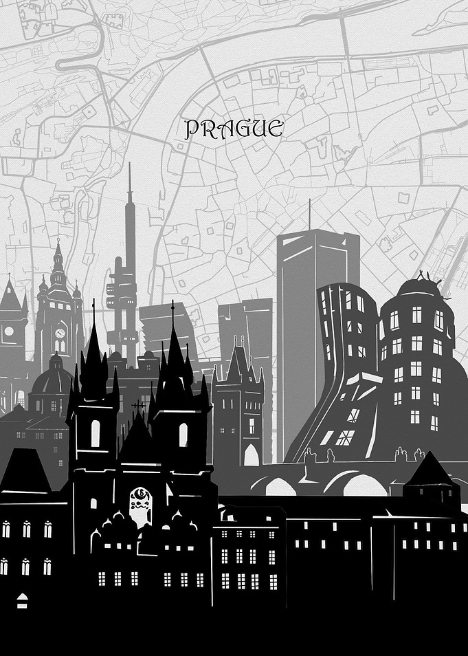 prague cityscape map
