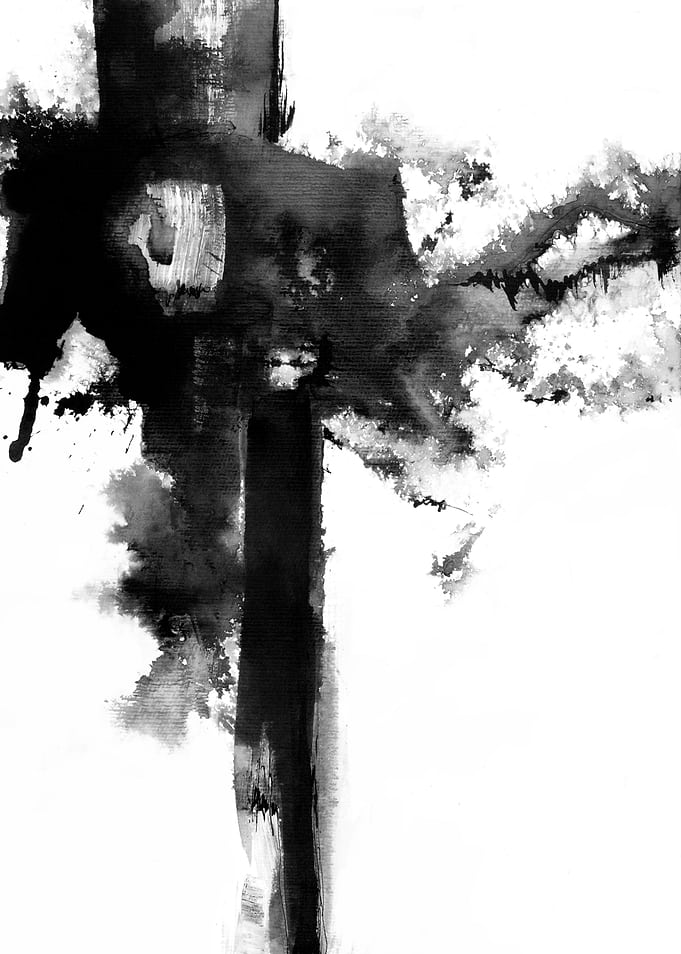 Black and white ink abstra