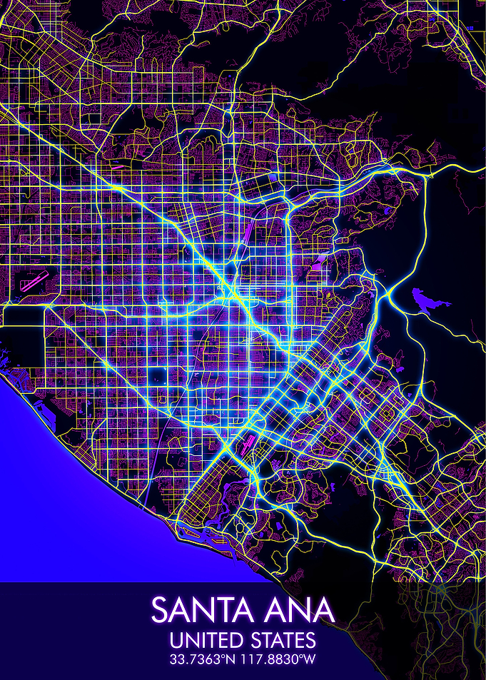 Santa Ana Night City Map