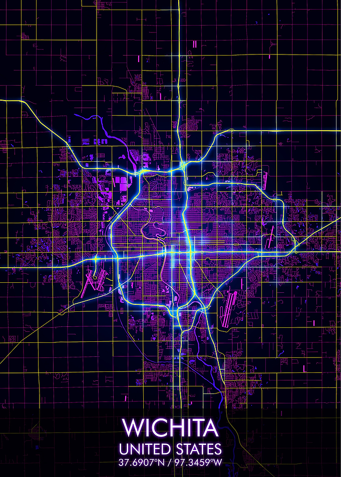 Wichita Night City Map