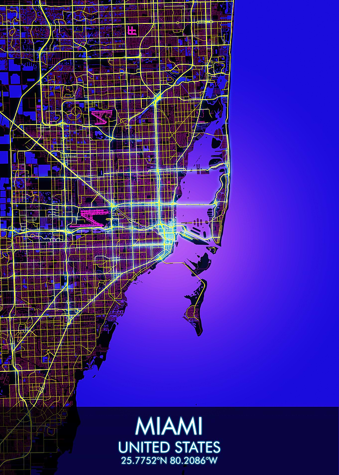 Miami Cyberpunk City Map