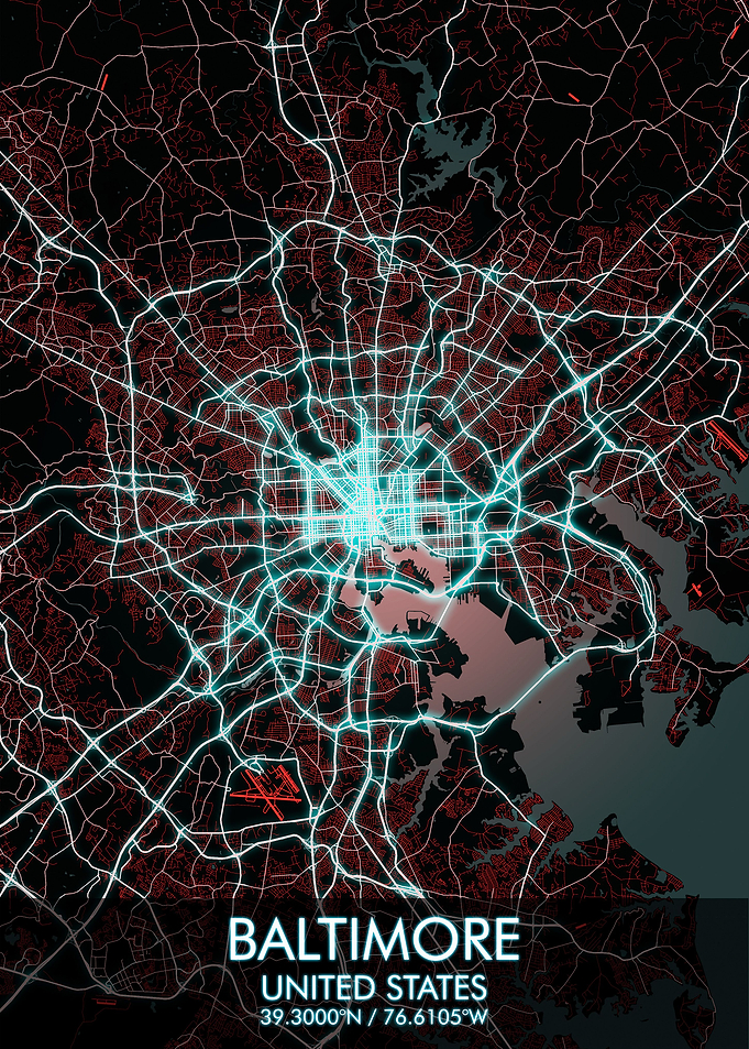 Baltimore Night City Map