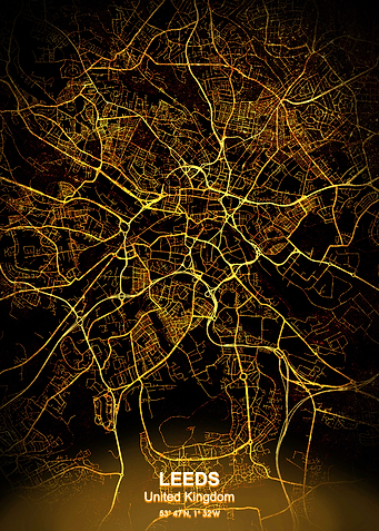 leeds city night map