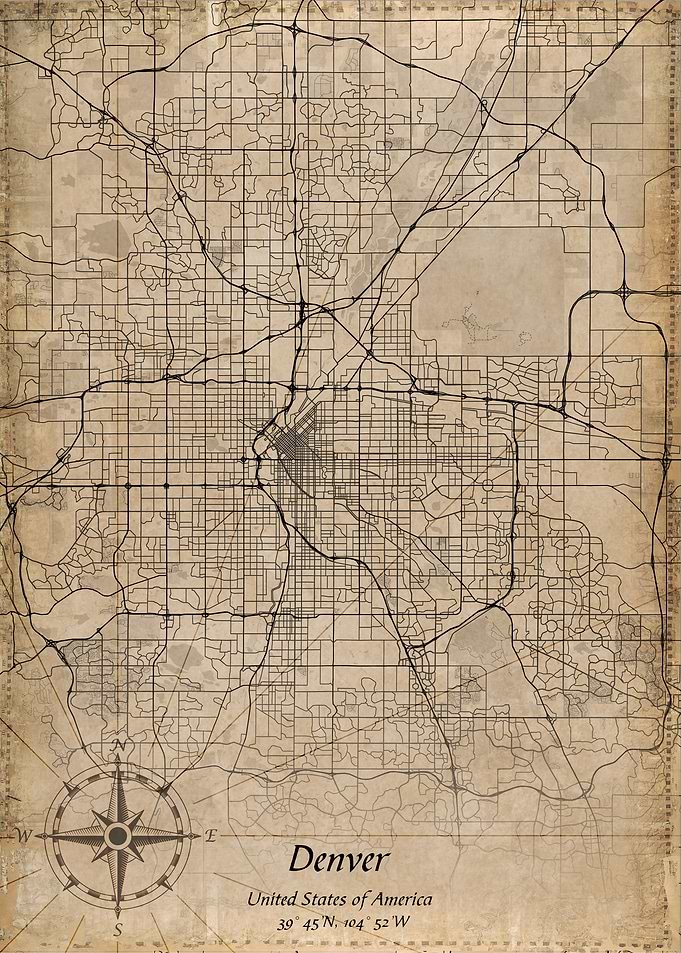 denver vintage city map