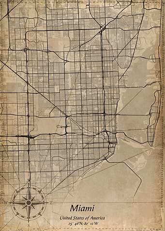 miami vintage city map